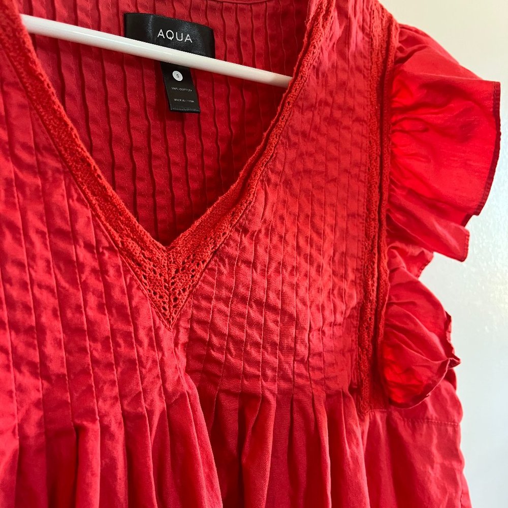 Aqua Red Ruffle Sleeve Dress - Picture 2 of 4